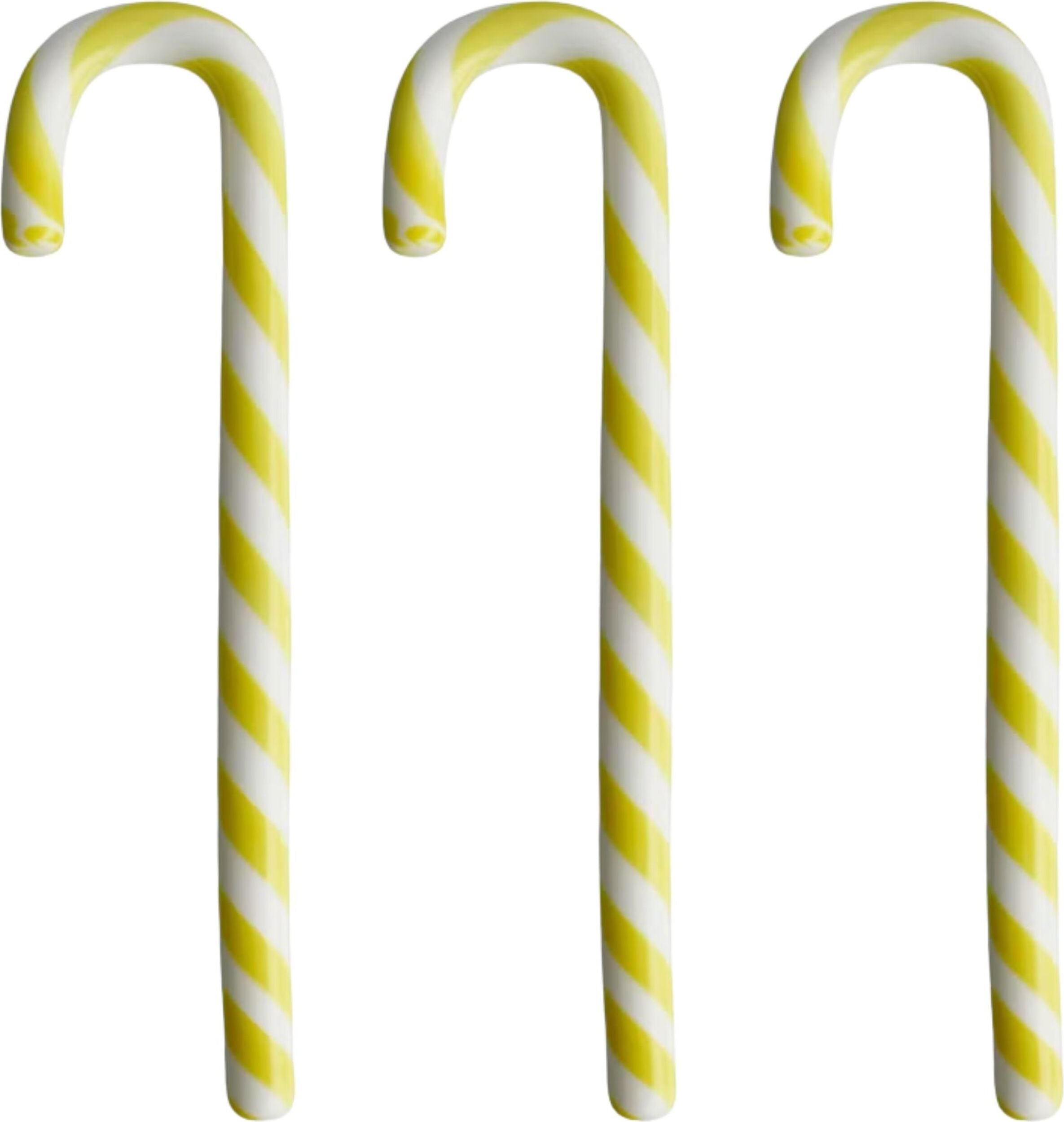 Dekoracje szklane Polka Candy Cane 17 cm biało-żółte 3 szt.