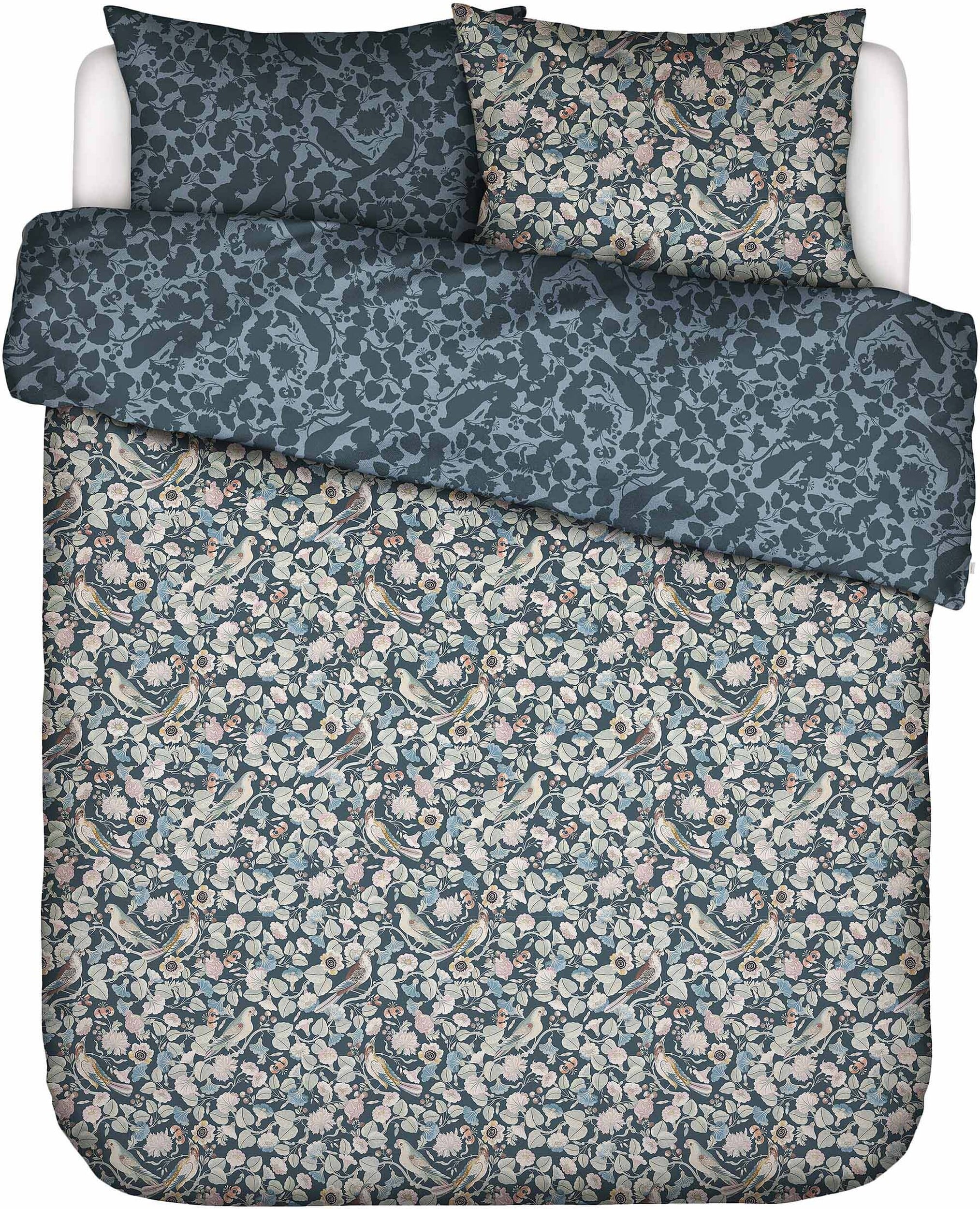 Pościel Aleste 240 x 220 cm zielono-niebieska z 2 poszewkami na poduszki 60 x 70 cm zapięcie flap