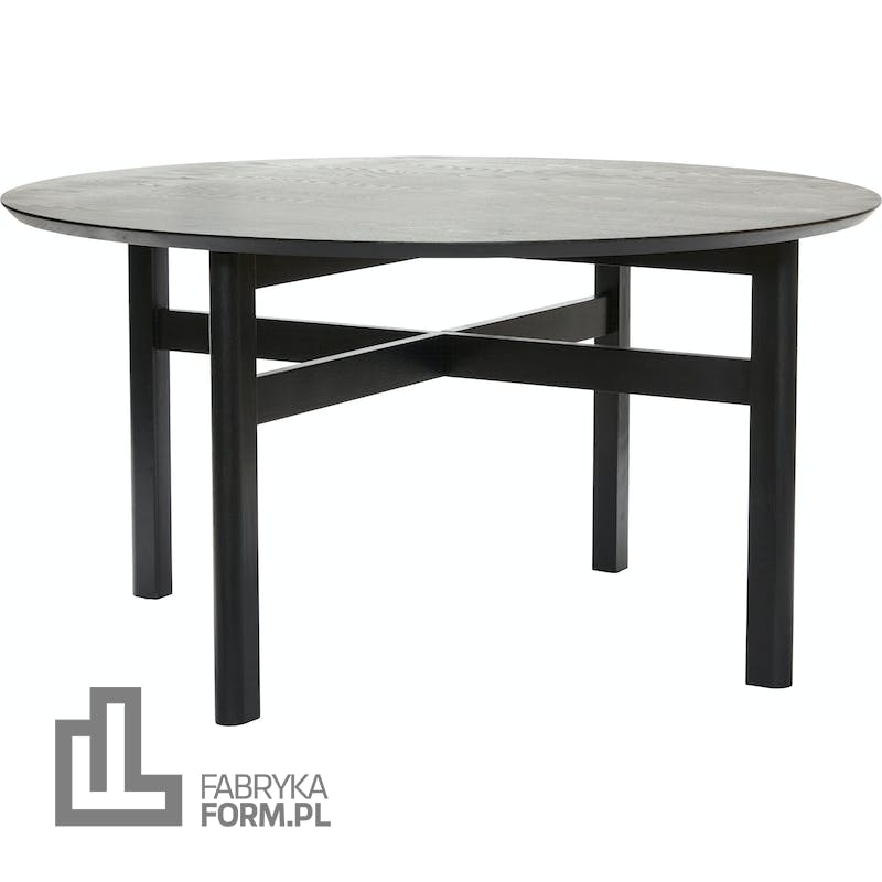 Stół Hübsch okrągły 140 cm czarny z drewna dębowego