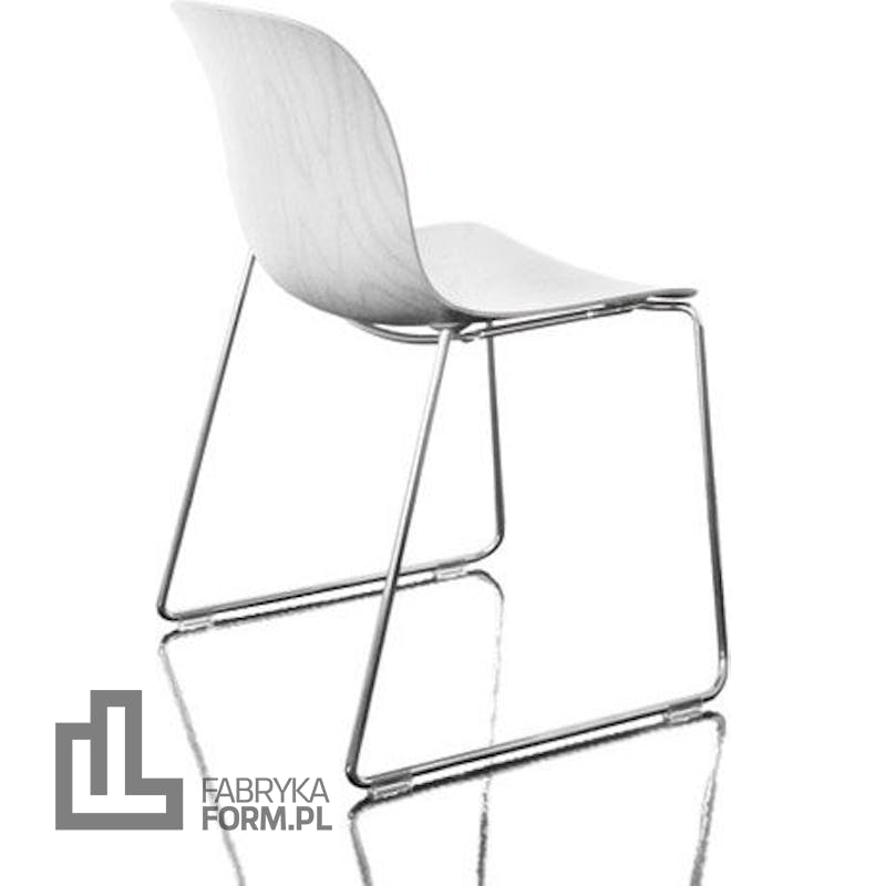 Krzesło Troy siedzisko ze sklejki chromowana rama bielony buk