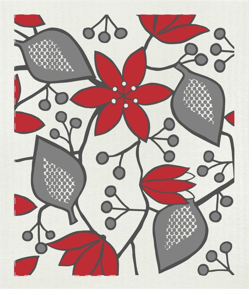 Ścierka kuchenna Born In Sweden Helleborus Red 20 x 18 cm