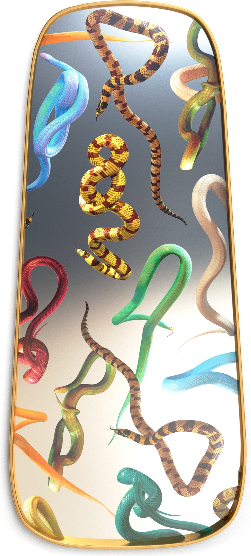 Lustro Seletti Wears Toiletpaper Snakes 140 cm z drewnianą ramą