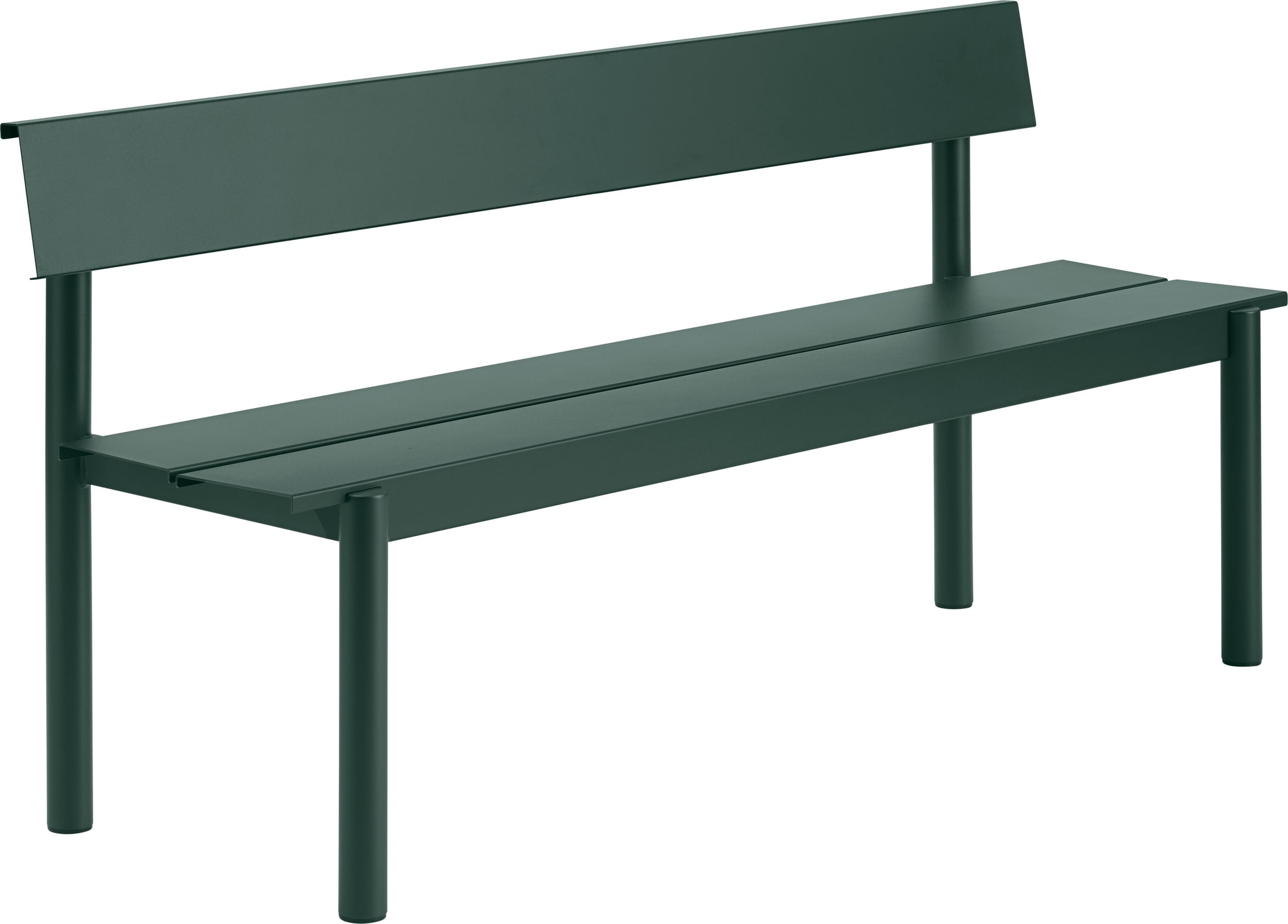Ławka ogrodowa z oparciem Linear Steel 170 cm ciemnozielona