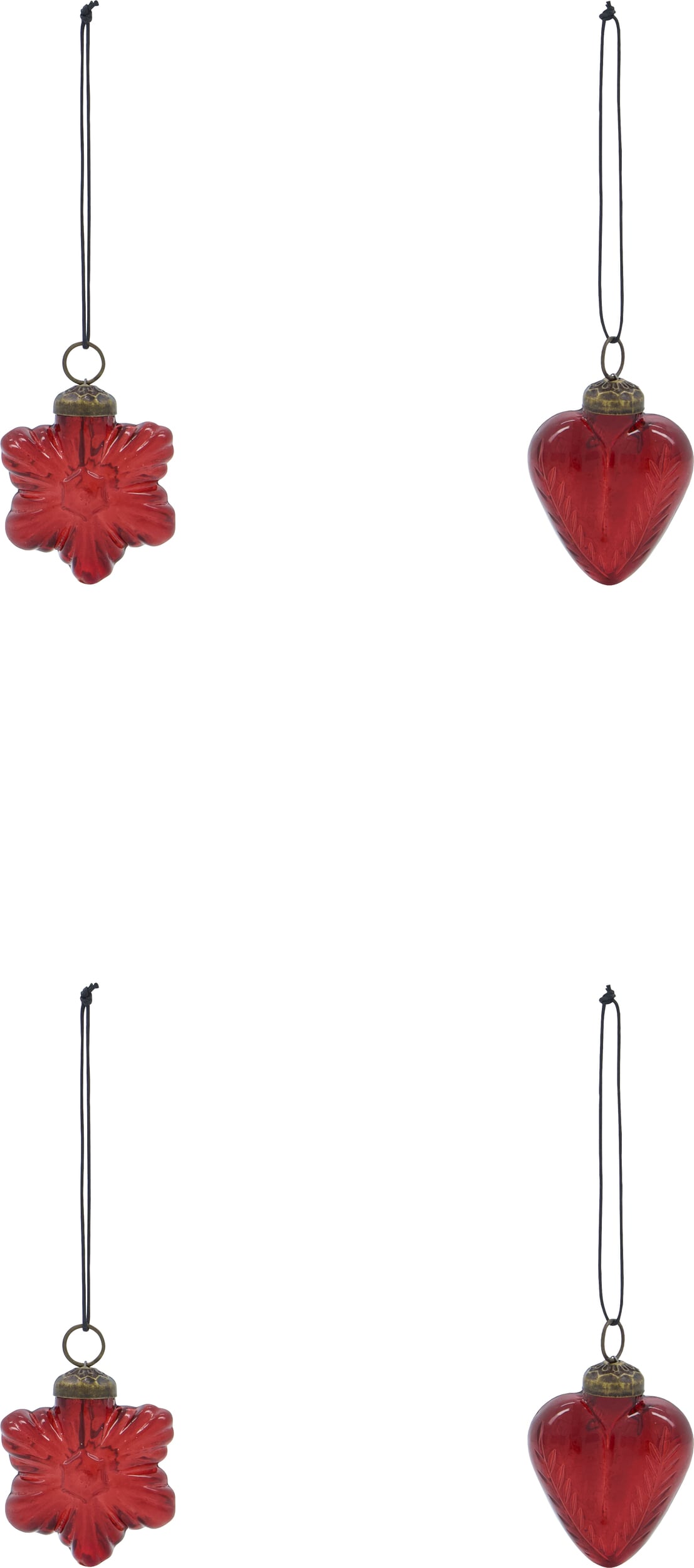 Ozdoby choinkowe HDHeart and Star czerwone 4 szt.