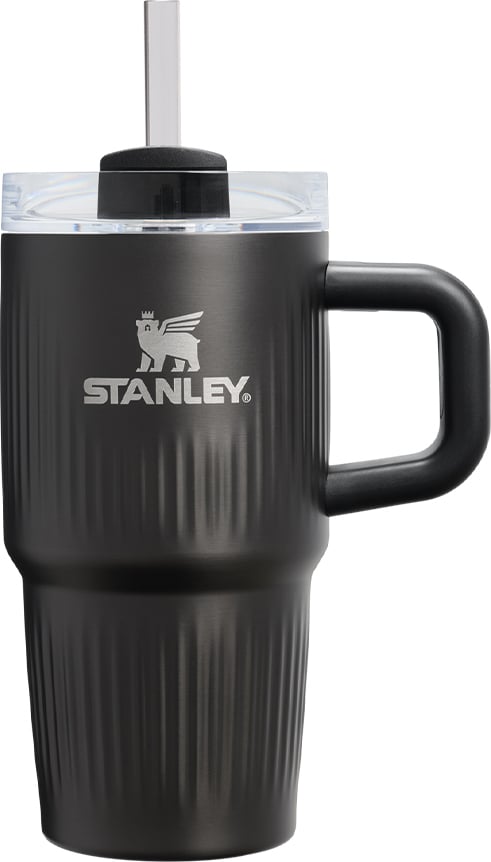 Kubek termiczny z uchwytem i słomką Quencher H2.0 Fluted Tumbler Black PVD 590 ml
