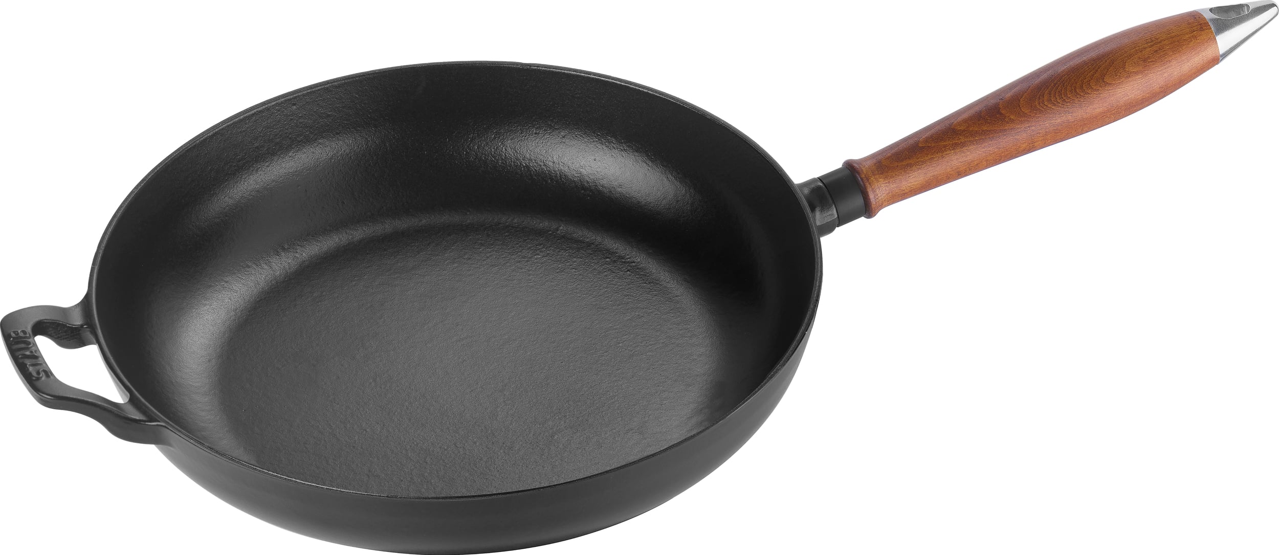 Patelnia Staub 28 cm żeliwna z drewnianym uchwytem