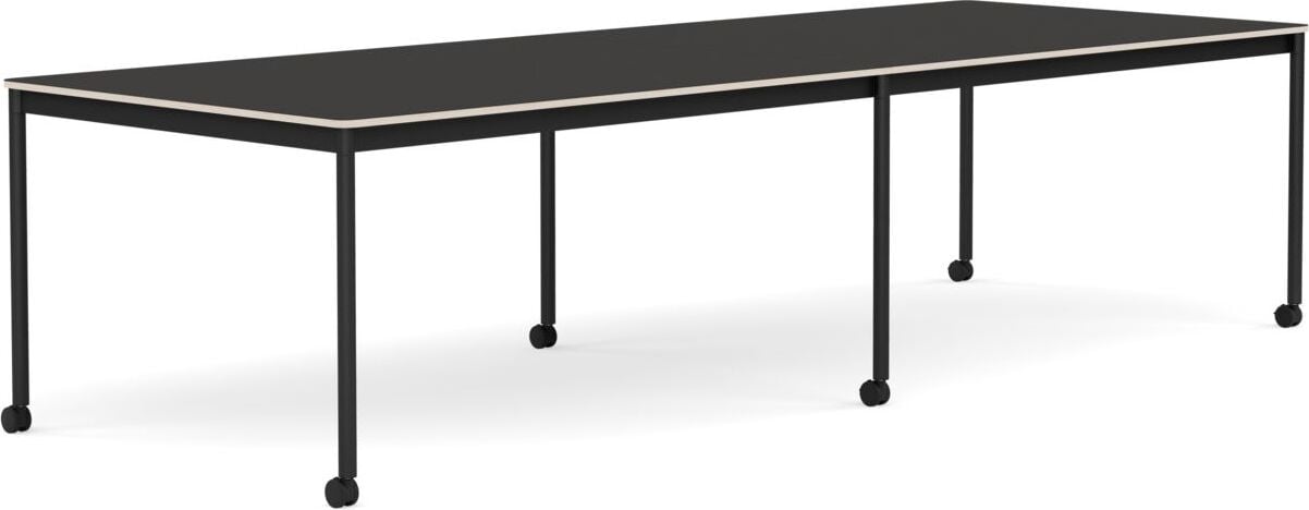 Stół na kółkach Base 110 x 300 cm czarny linoleum nogi czarne
