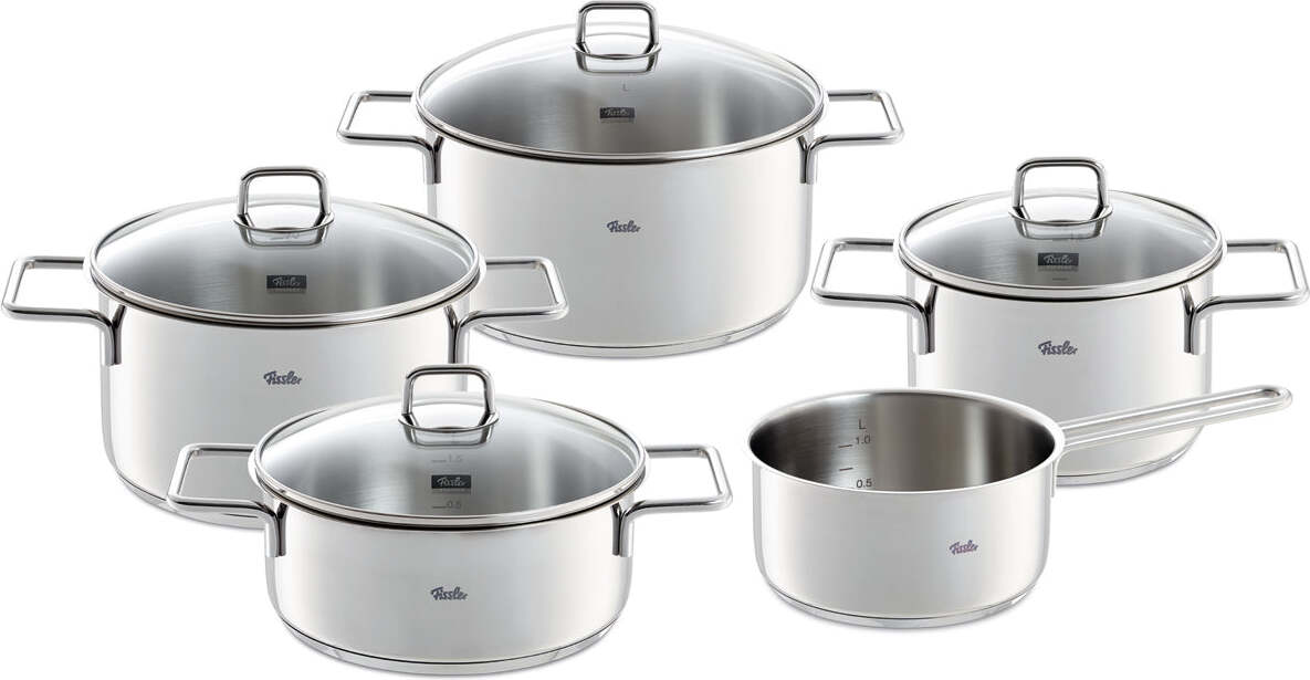 Zestaw garnków Fissler LumiTherm stalowe ze szklanymi pokrywkami 5 el.