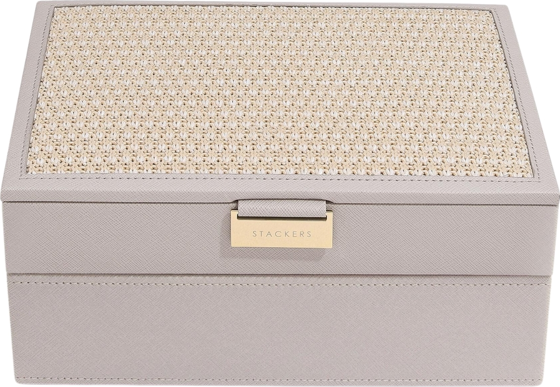 Szkatułka na biżuterię Stackers Raffia podwójna taupe