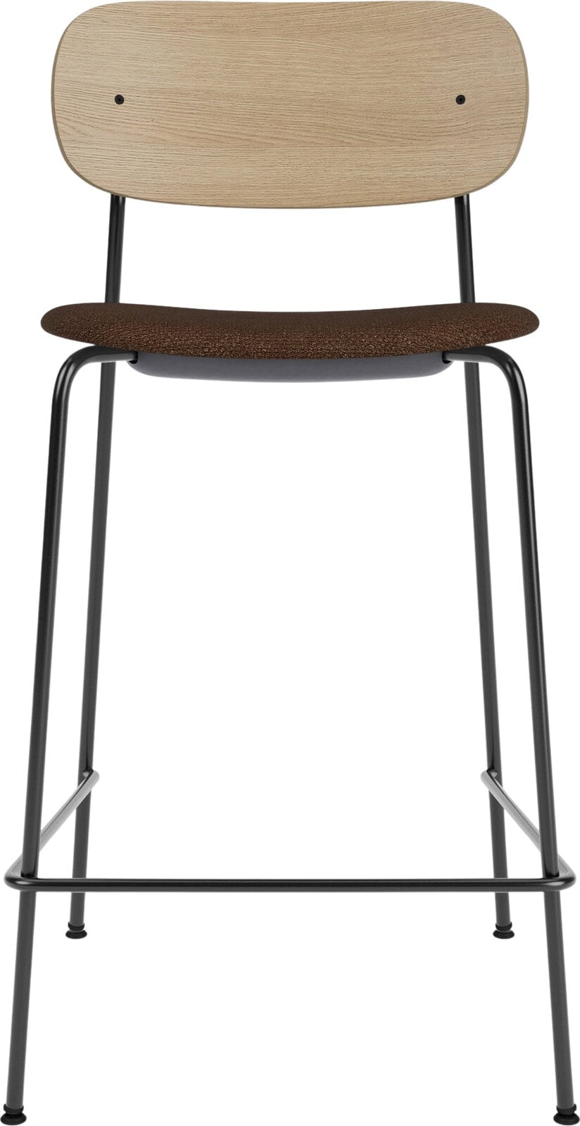 Krzesło barowe Co 68 5 cm jasny dąb z tapicerowanym siedziskiem boucle brąz