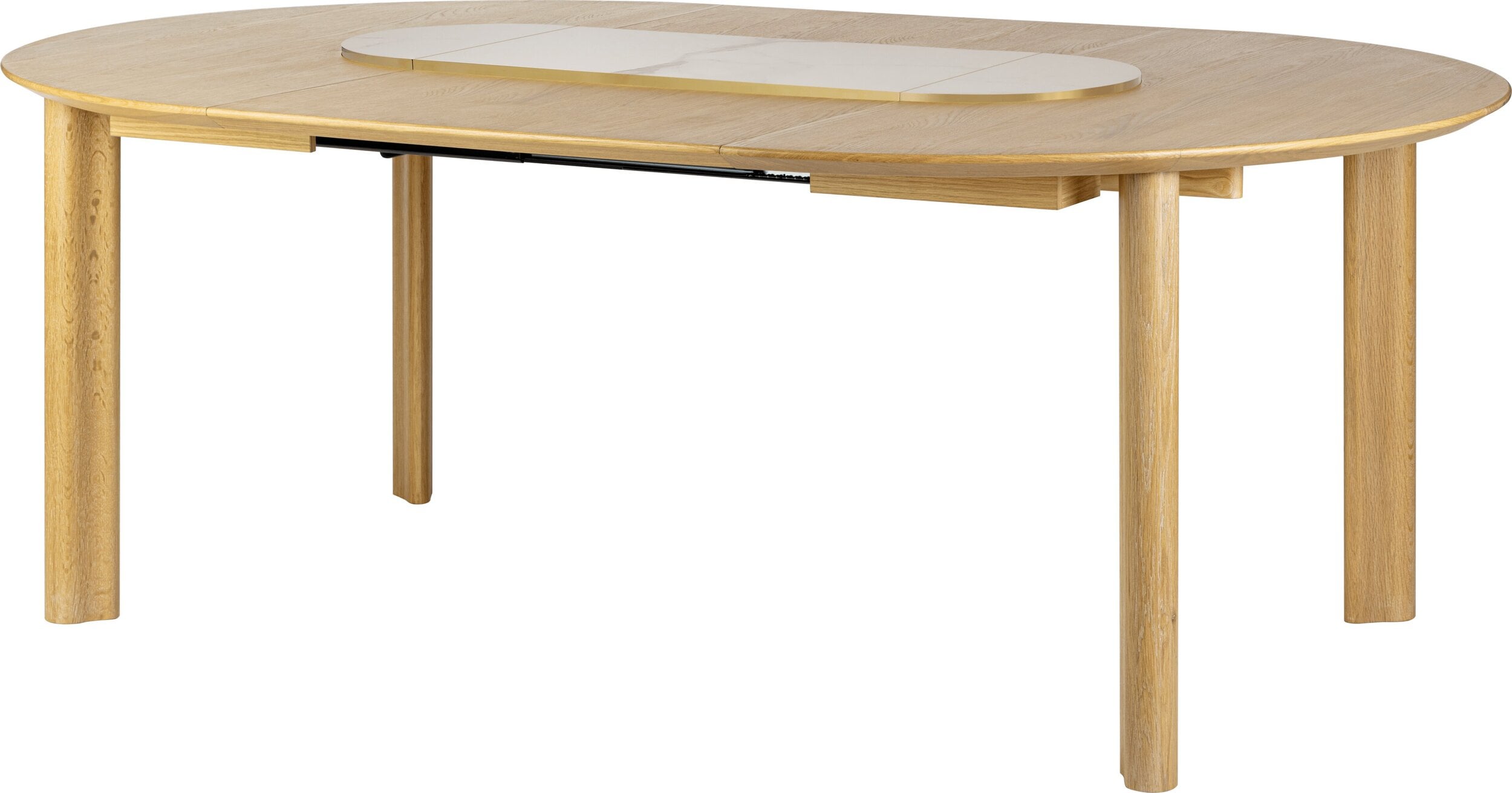 Stół rozkładany Comfort Circle Smooth biały z mosiądzem