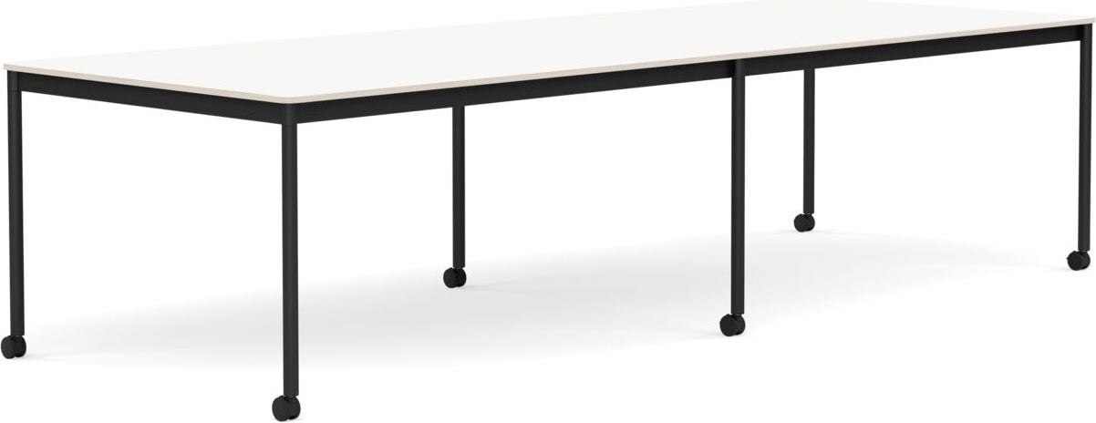 Stół na kółkach Base 110 x 300 cm biały laminowany nogi czarne