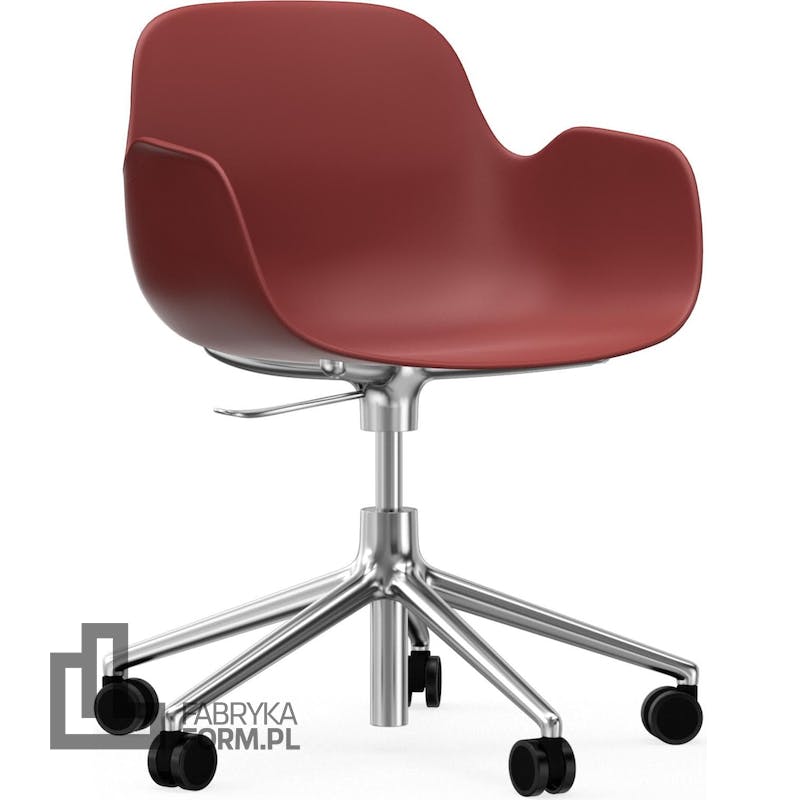 Fotel na kółkach Form Swivel 5W czerwony na aluminiowych nogach