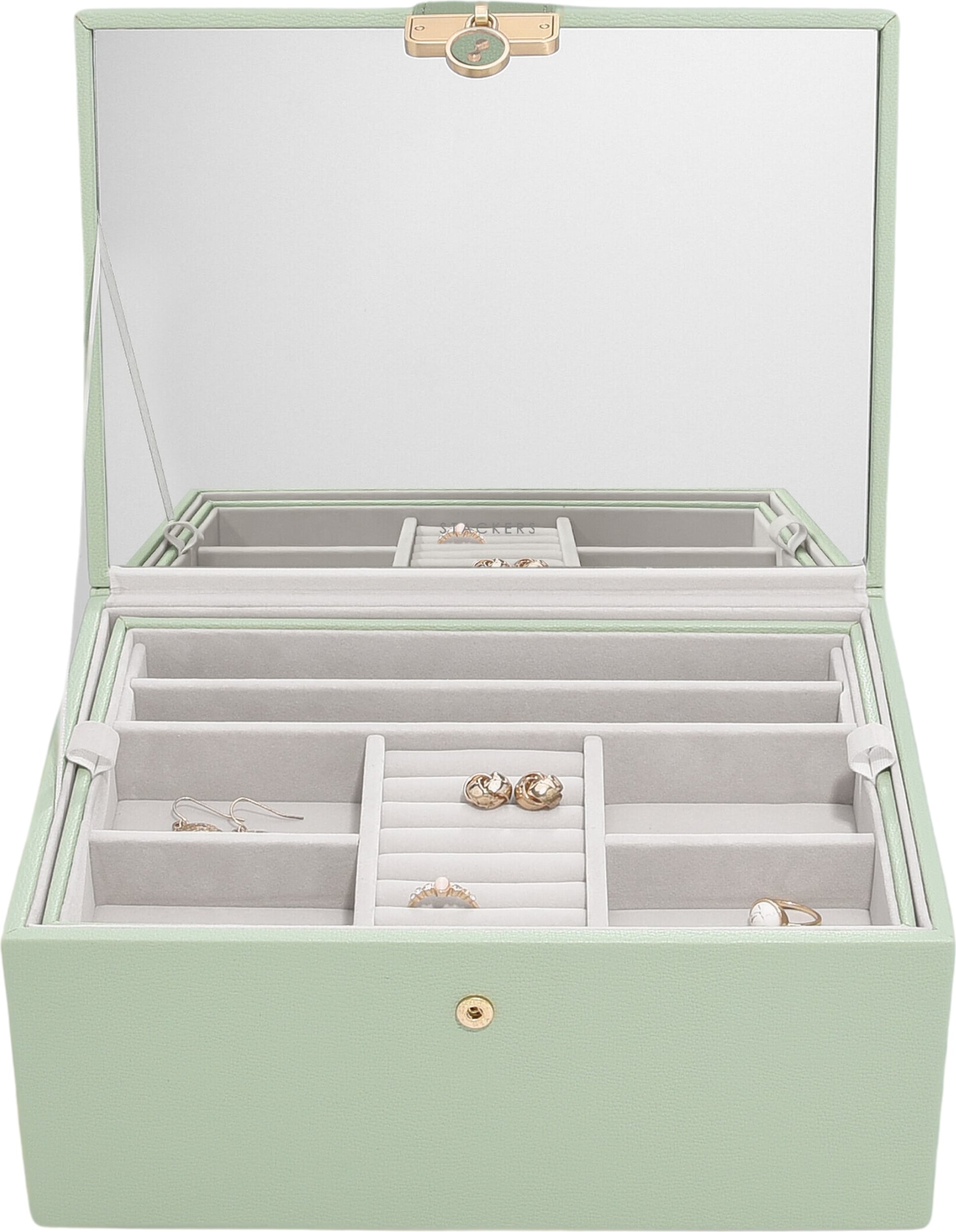 Szkatułka na biżuterię Stackers Luxury classic zieleń szałwiowa