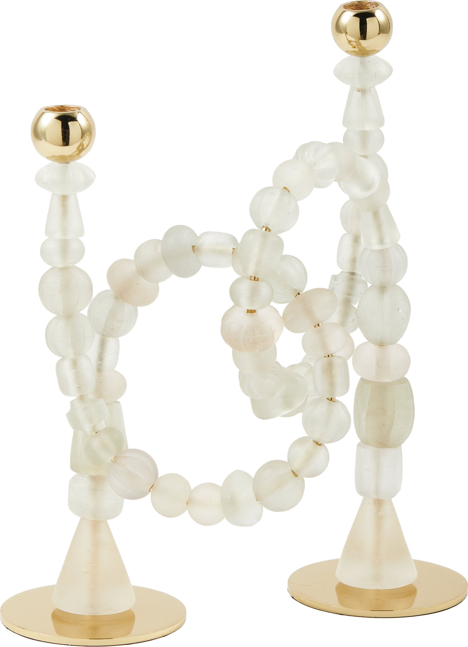 Świecznik na klasyczną świecę Beads biały