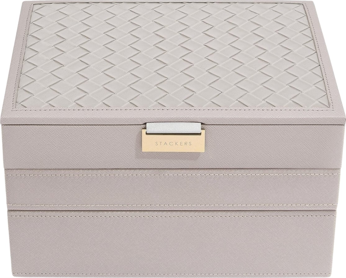 Szkatułka na biżuterię Stackers Classic Woven potrójna taupe
