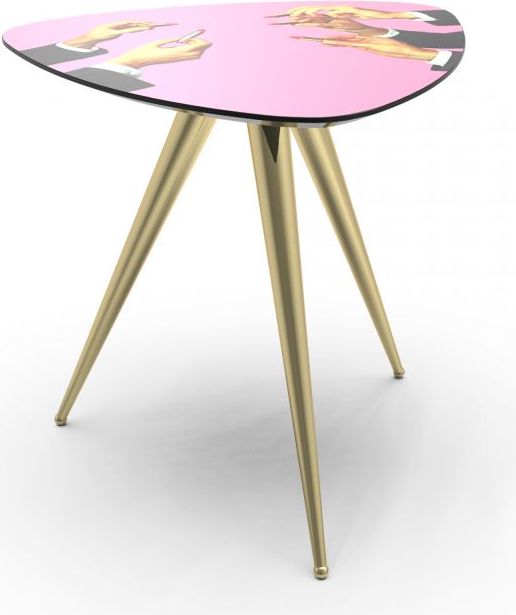 Stolik kawowy Toiletpaper Pink Lipsticks trójkątny