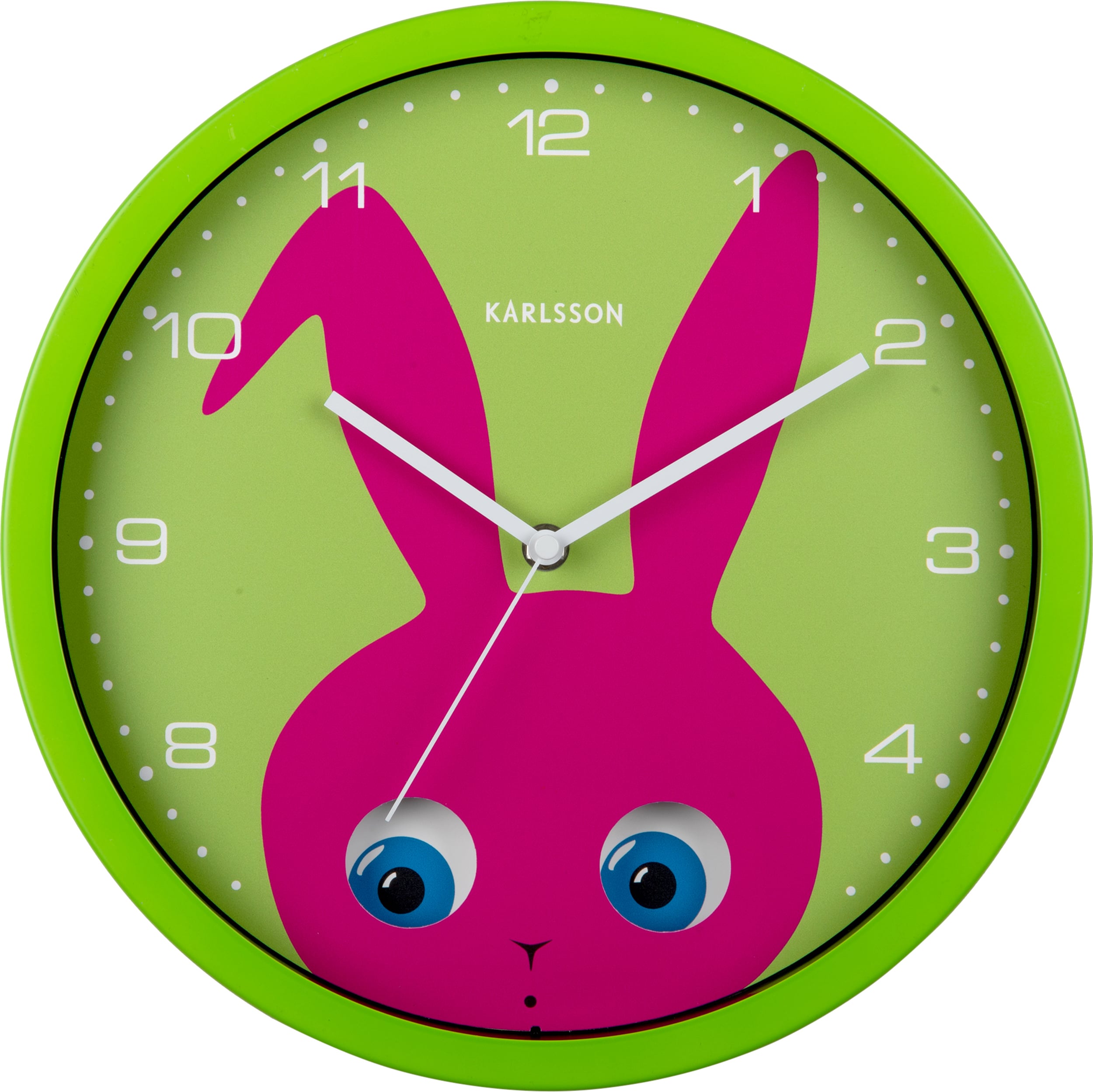 Zegar ścienny Peekaboo Bunny zielony