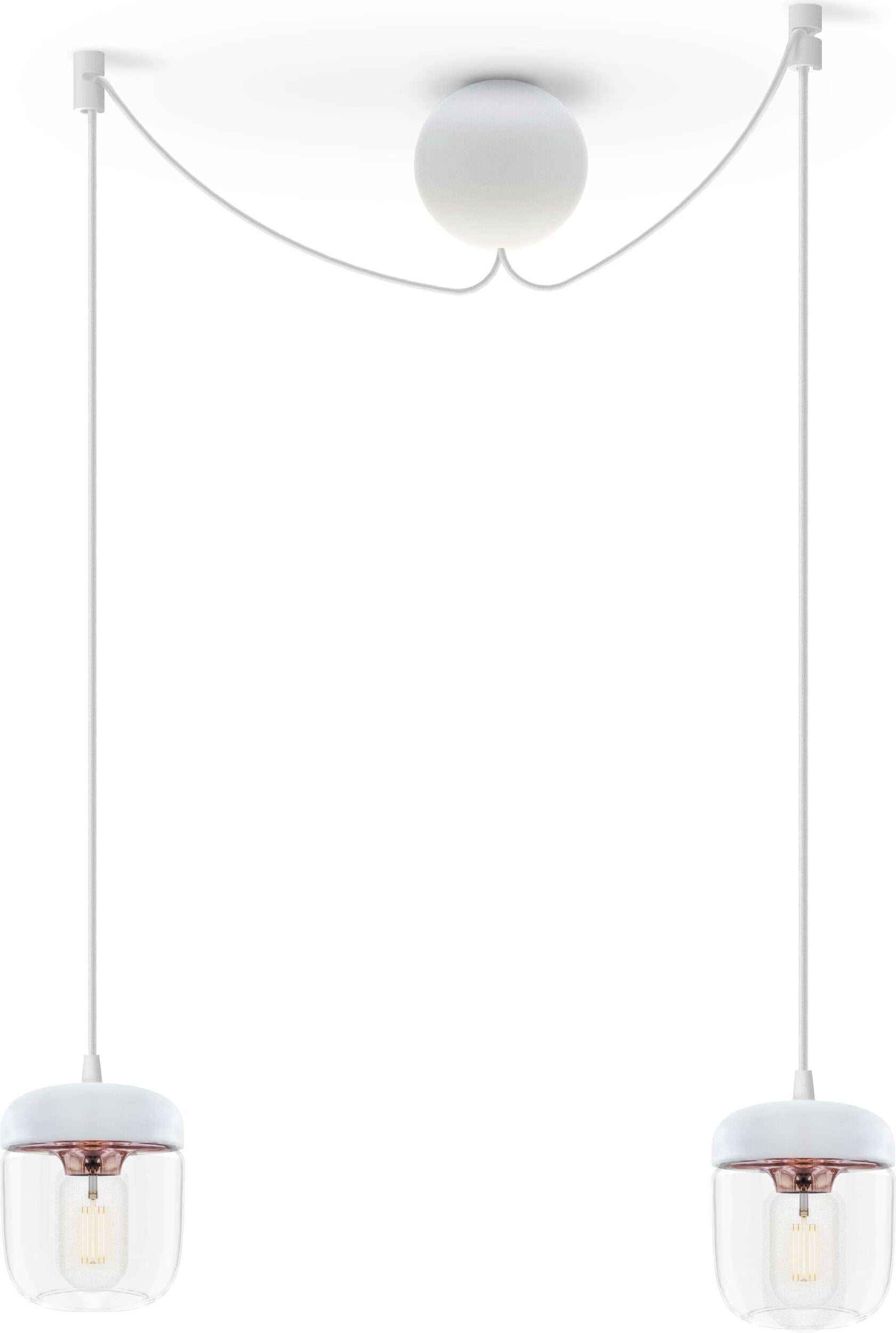 Lampa wisząca Acorn biała z polerowaną miedzią podwójna