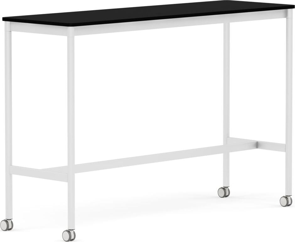 Stół na kółkach Base 50 x 160 x 105 cm czarny laminowany ABS nogi białe