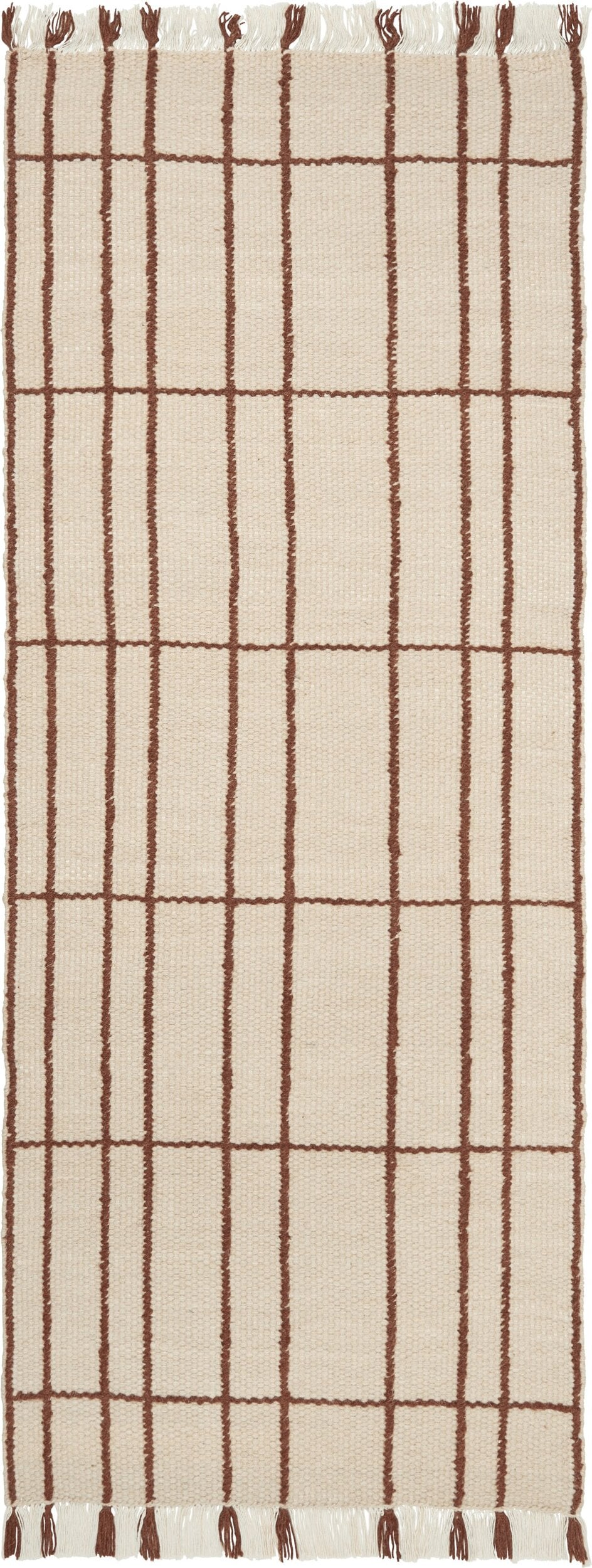 Chodnik Sen w kratkę 80 x 200 cm beżowo-brązowy