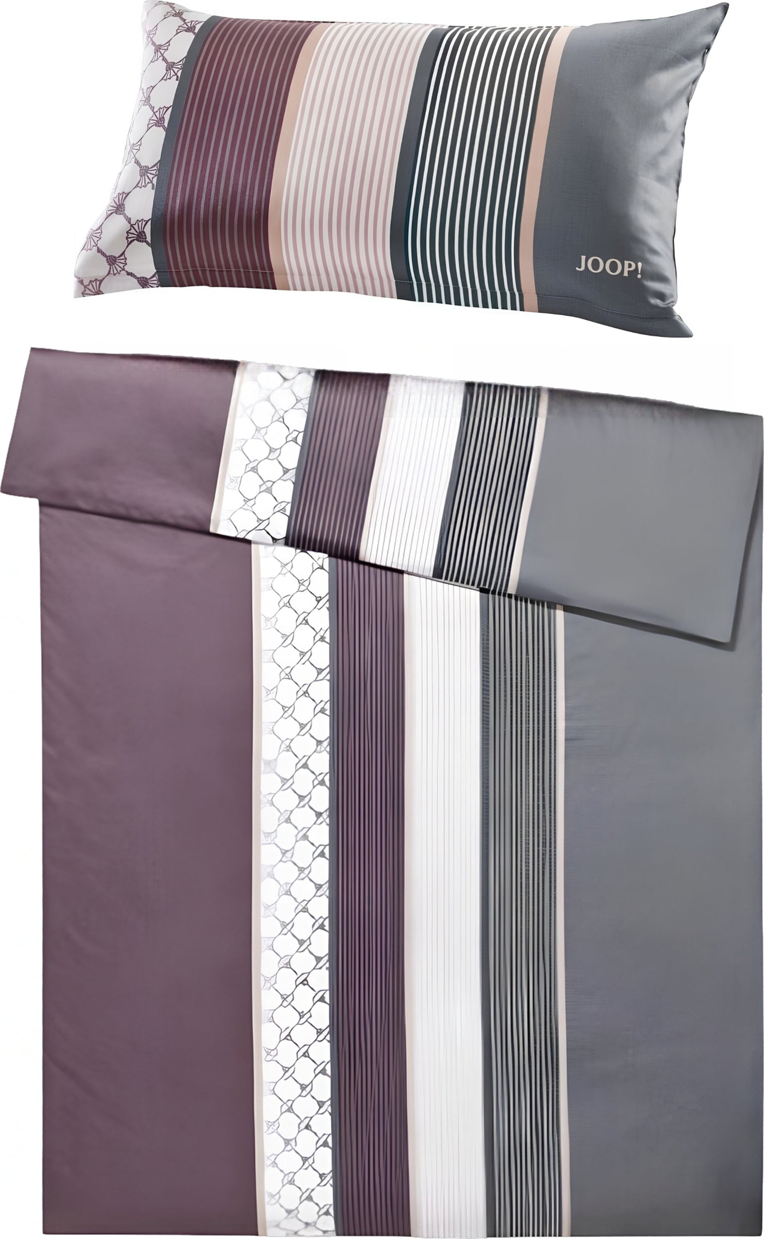 Pościel Cornflower Stripes 155 x 220 cm deep wine z bawełny satynowej z poszewką na poduszkę 40 x 80 cm