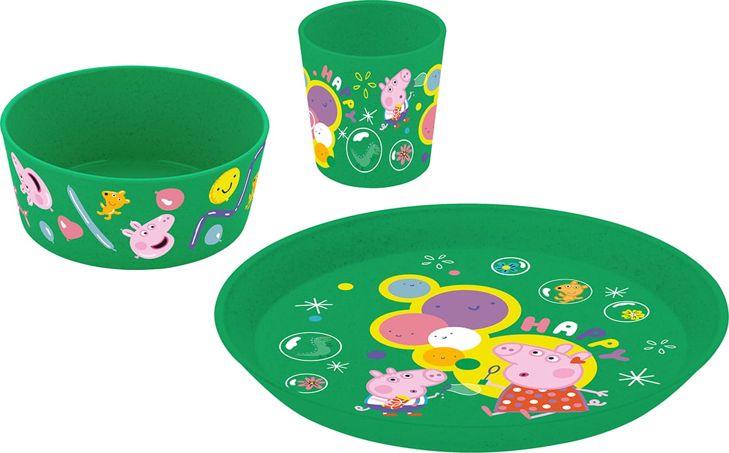 Zestaw naczyń dziecięcych Connect Świnka Peppa zielony 3 el.
