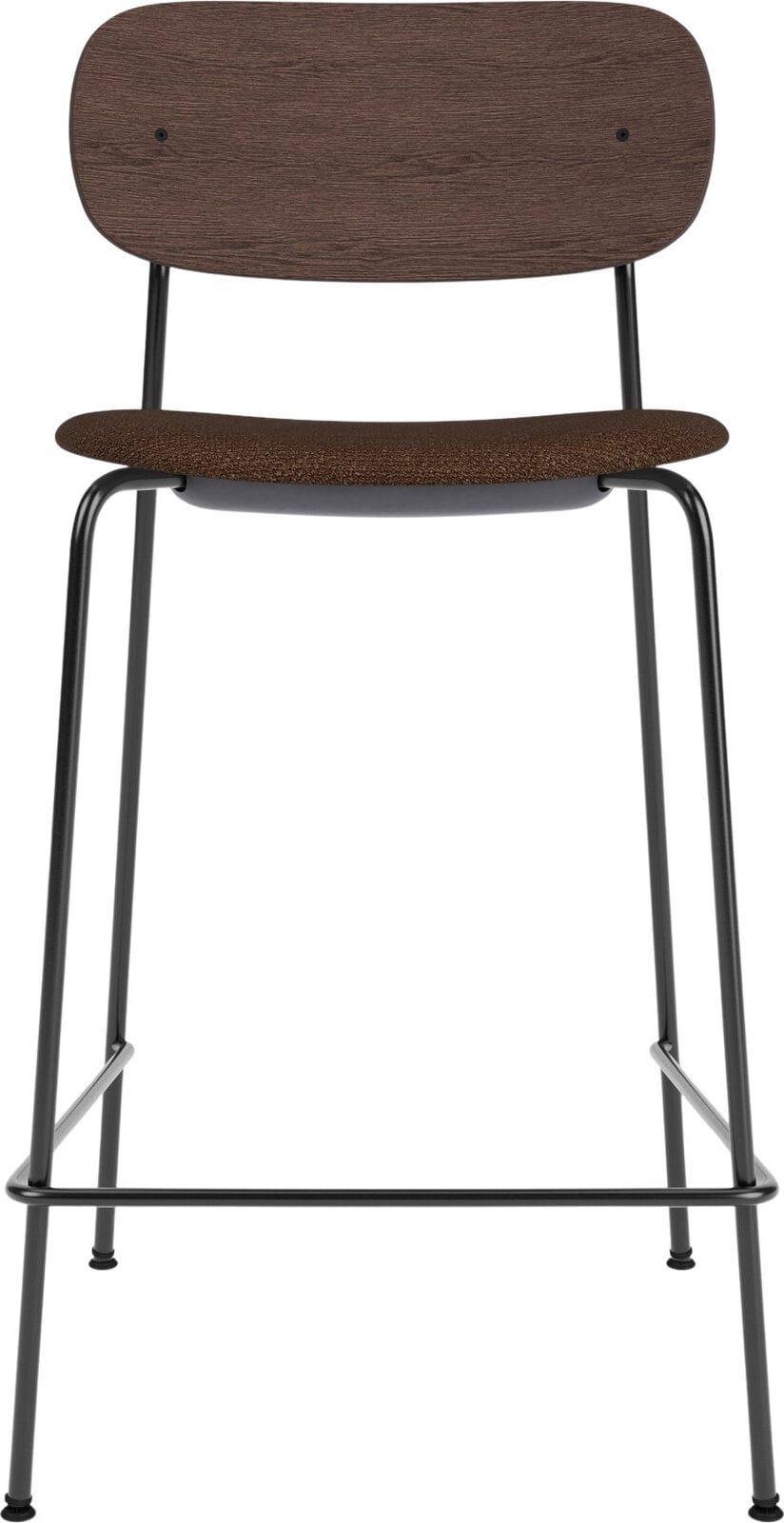 Krzesło barowe Co 68 5 cm ciemny dąb z tapicerowanym siedziskiem boucle brąz