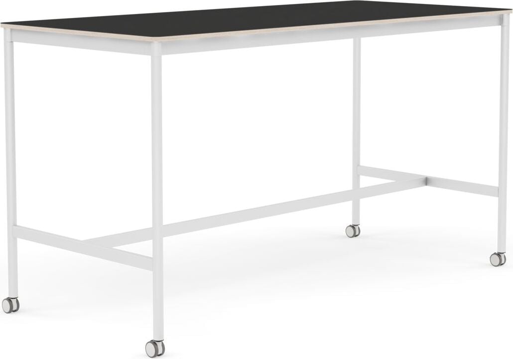Stół na kółkach Base 85 x 190 x 105 cm czarny nanolaminat nogi białe