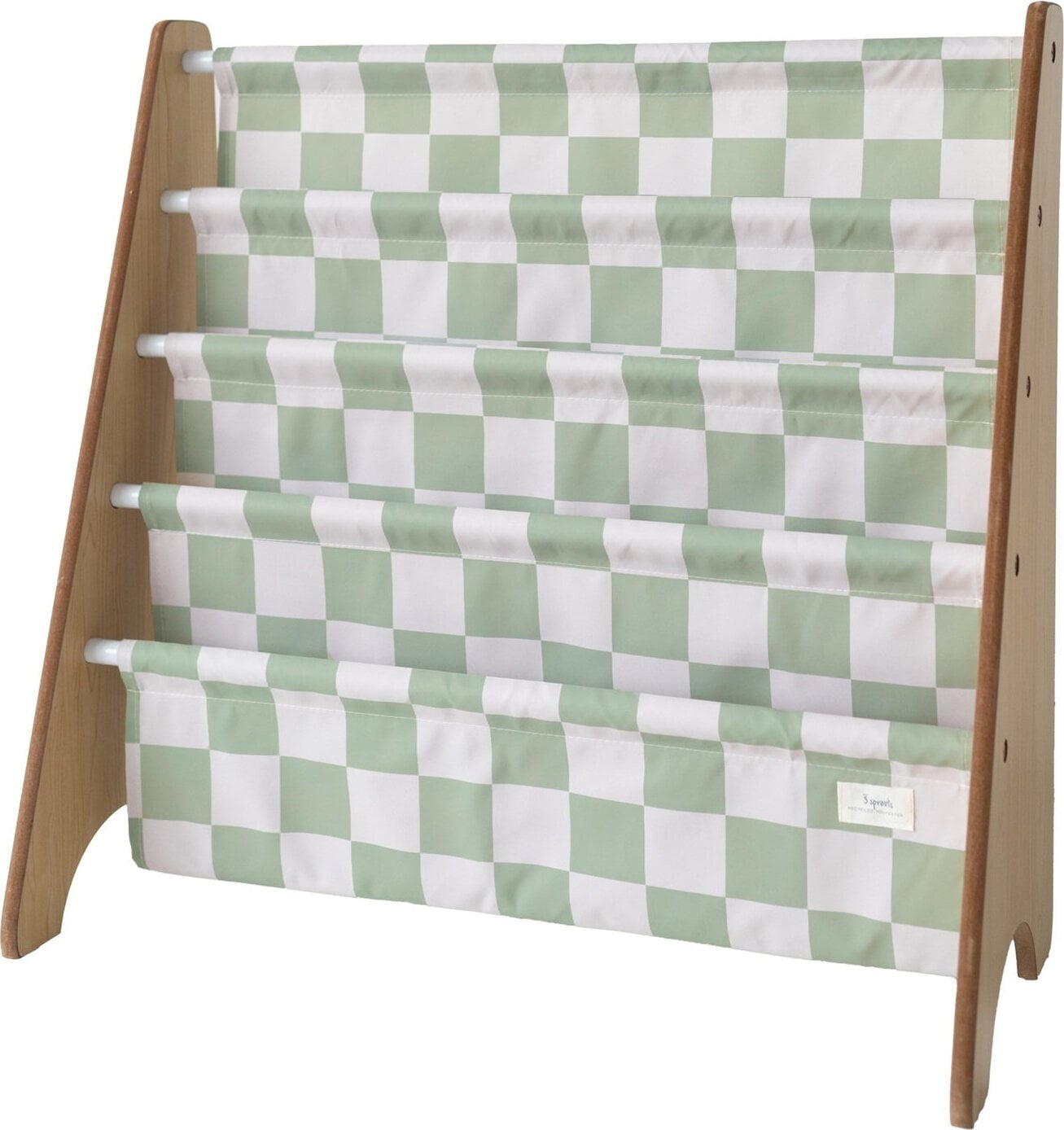 Stojak na książki Gingham zielony z recyklingu