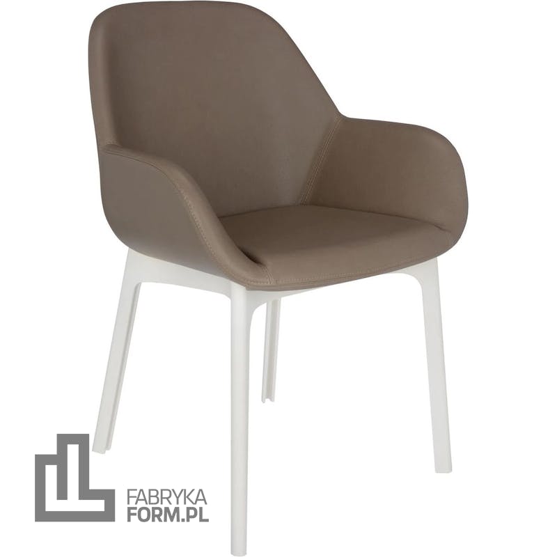 Krzesło Clap Eco Leather taupe z białą ramą