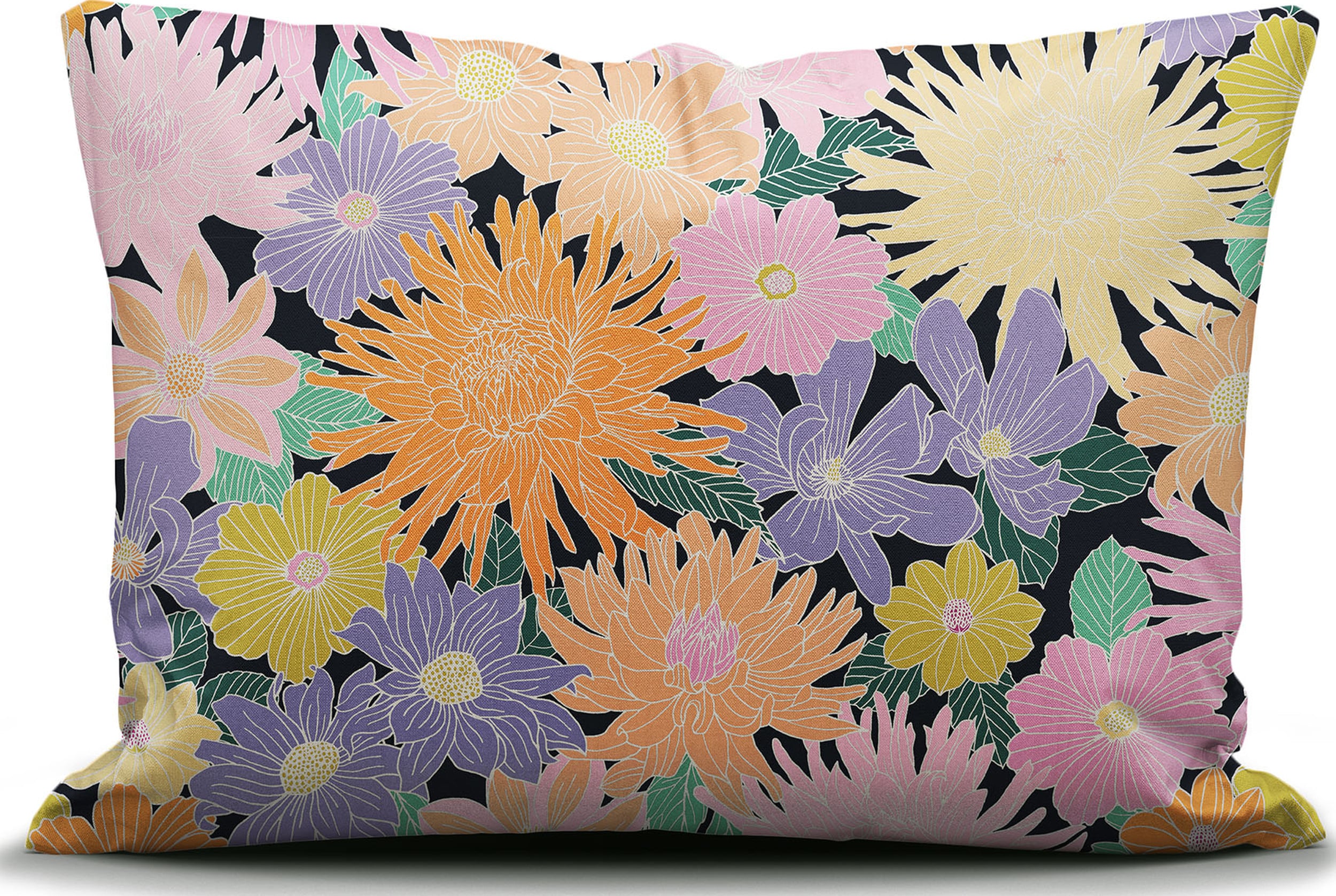 Poszewka na poduszkę Flower Fling 60 x 70 cm czarna