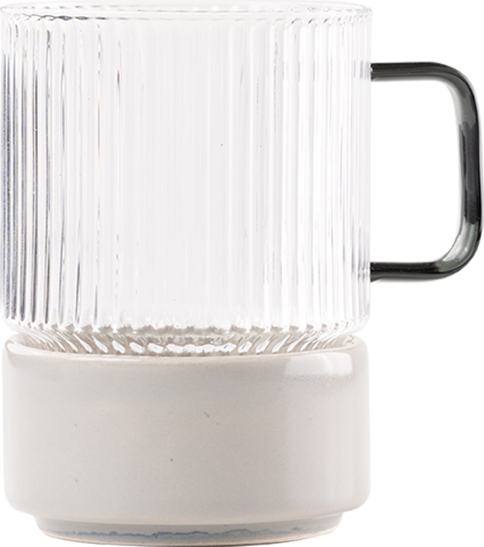 Kubek do herbaty T-Set 450 ml z szarym uchwytem z miską na przekąski