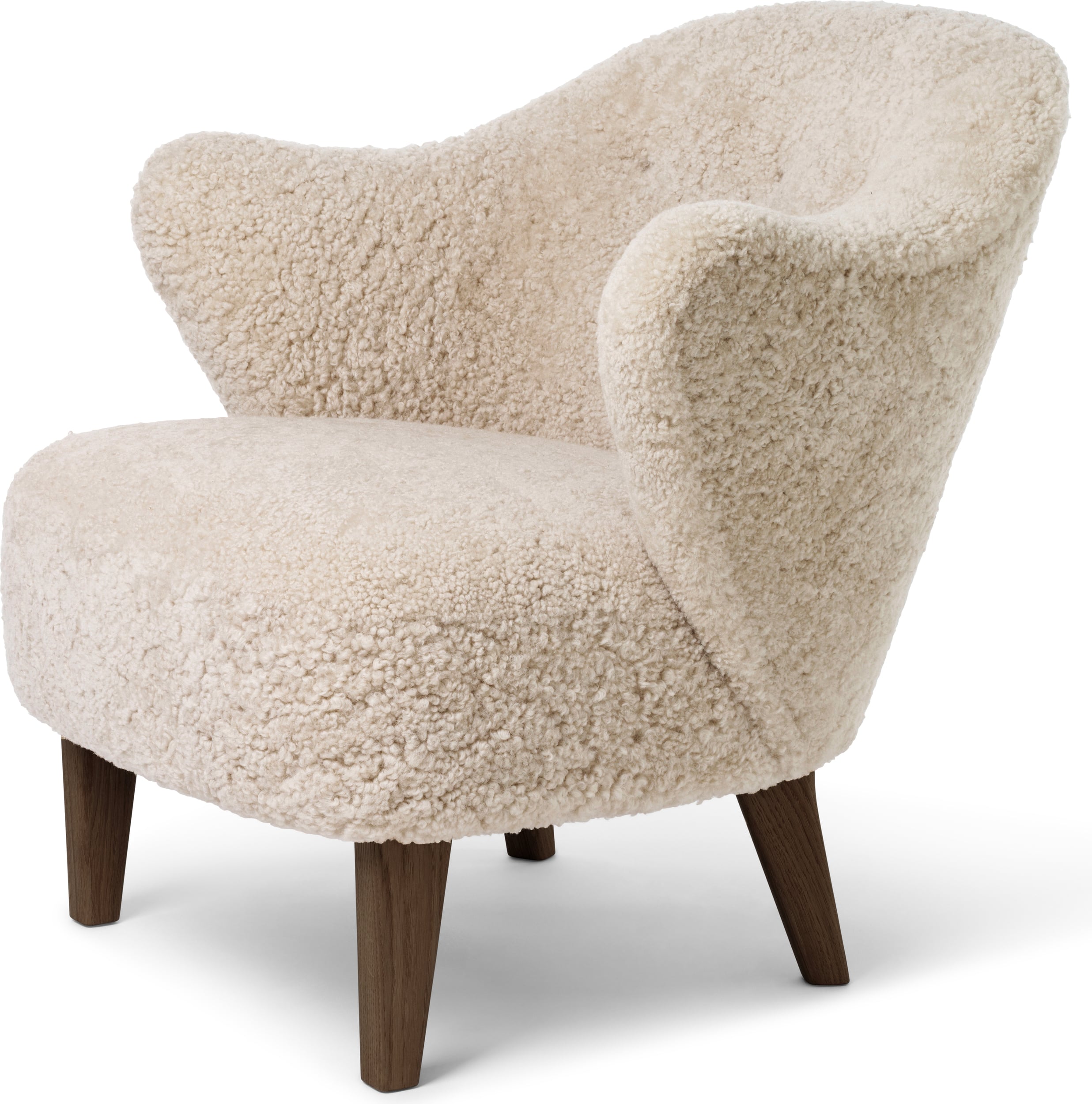 Fotel Ingeborg Sheepskin kremowy na ciemnych dębowych nogach