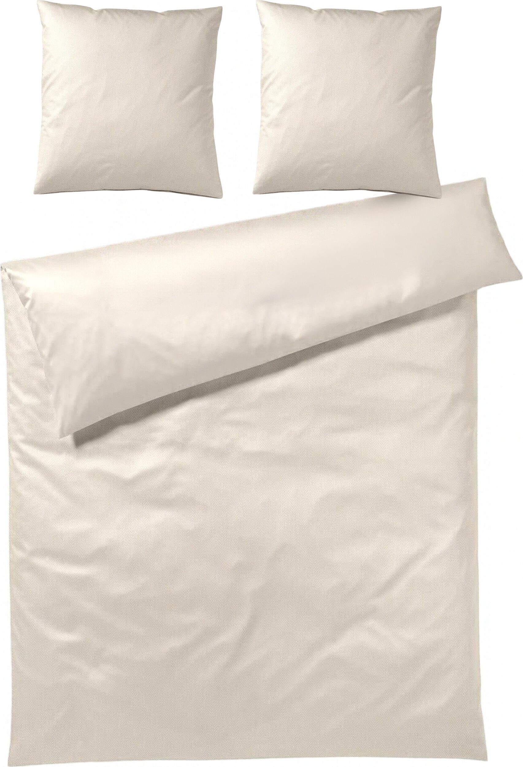 Pościel Herringbone 240 x 220 cm Cream z bawełny satynowej z 2 poszewkami na poduszki 80 x 80 cm