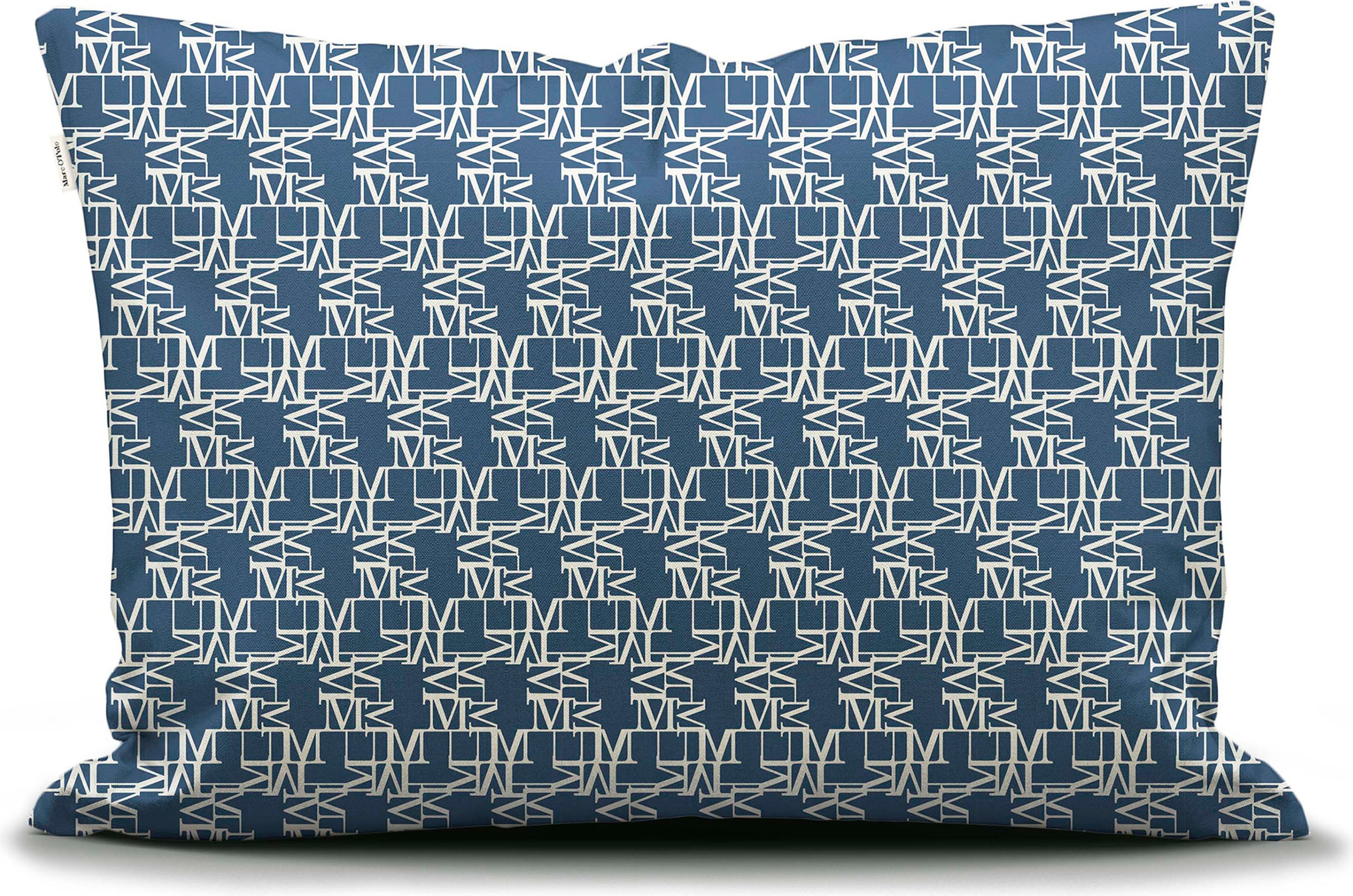 Poszewka na poduszkę Monogram 40 x 80 cm niebieska zapięcie suwak