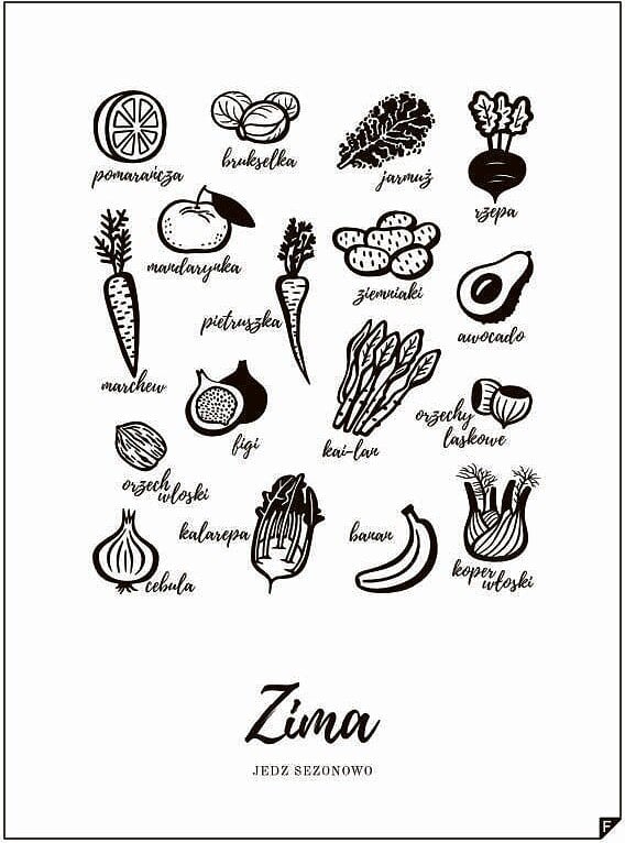 Plakat Zima - Jedz sezonowo 21 x 30 cm