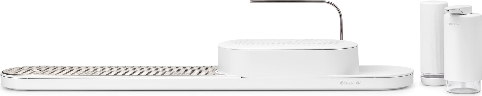 Organizer do zlewu SinkStyle biały z suszarką do naczyń i dozownikami 4 el.