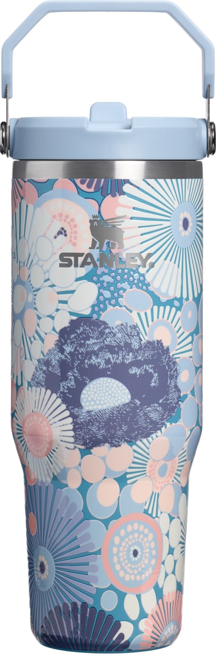 Kubek termiczny z uchwytem i słomką IceFlow Blue Dream Wildflower 890 ml
