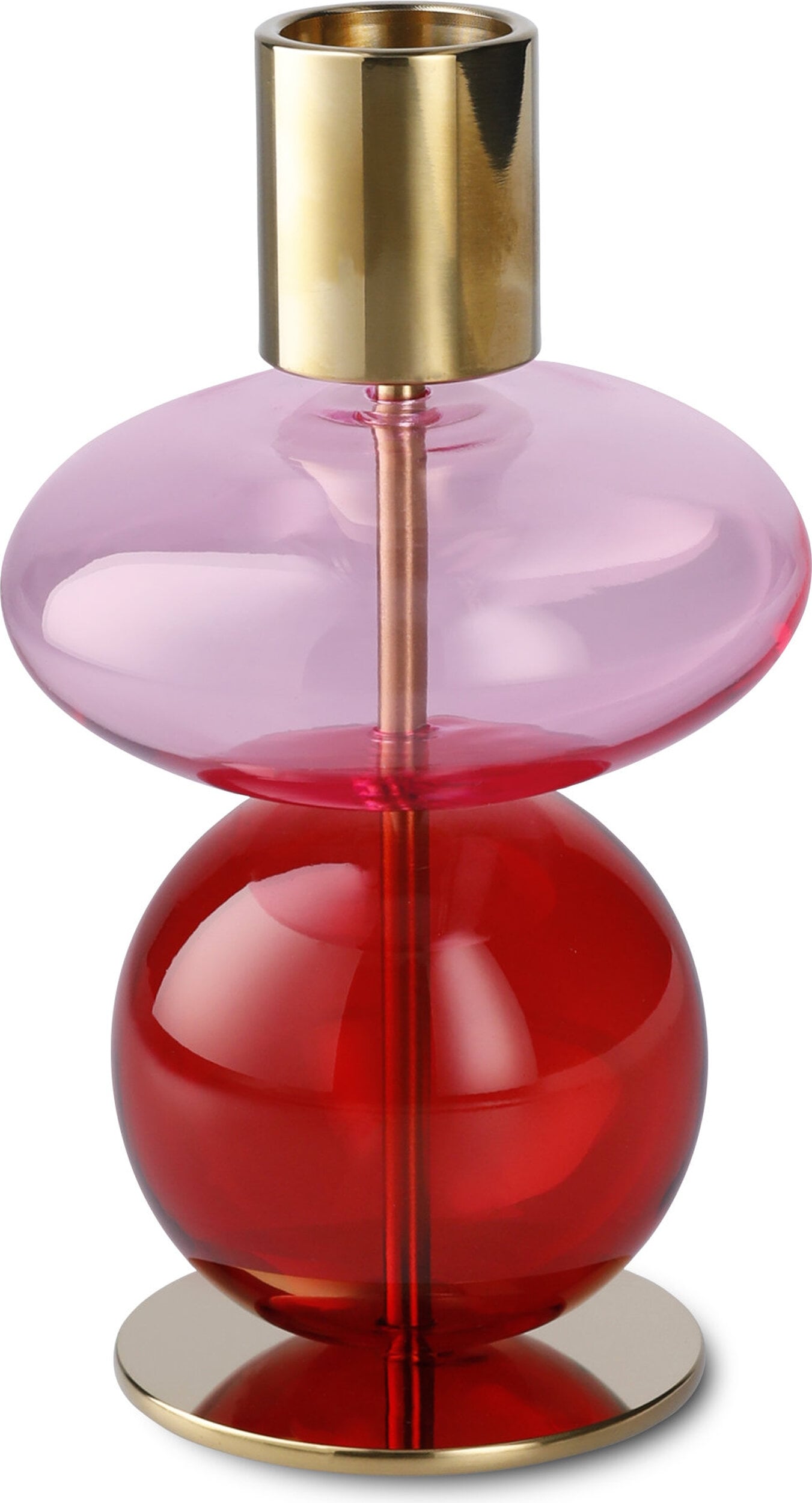 Świecznik na klasyczną świecę Bubble 14 cm czerwono-różowy