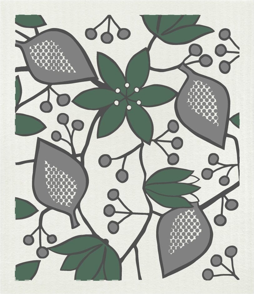 Ścierka kuchenna Born In Sweden Helleborus Green 20 x 18 cm