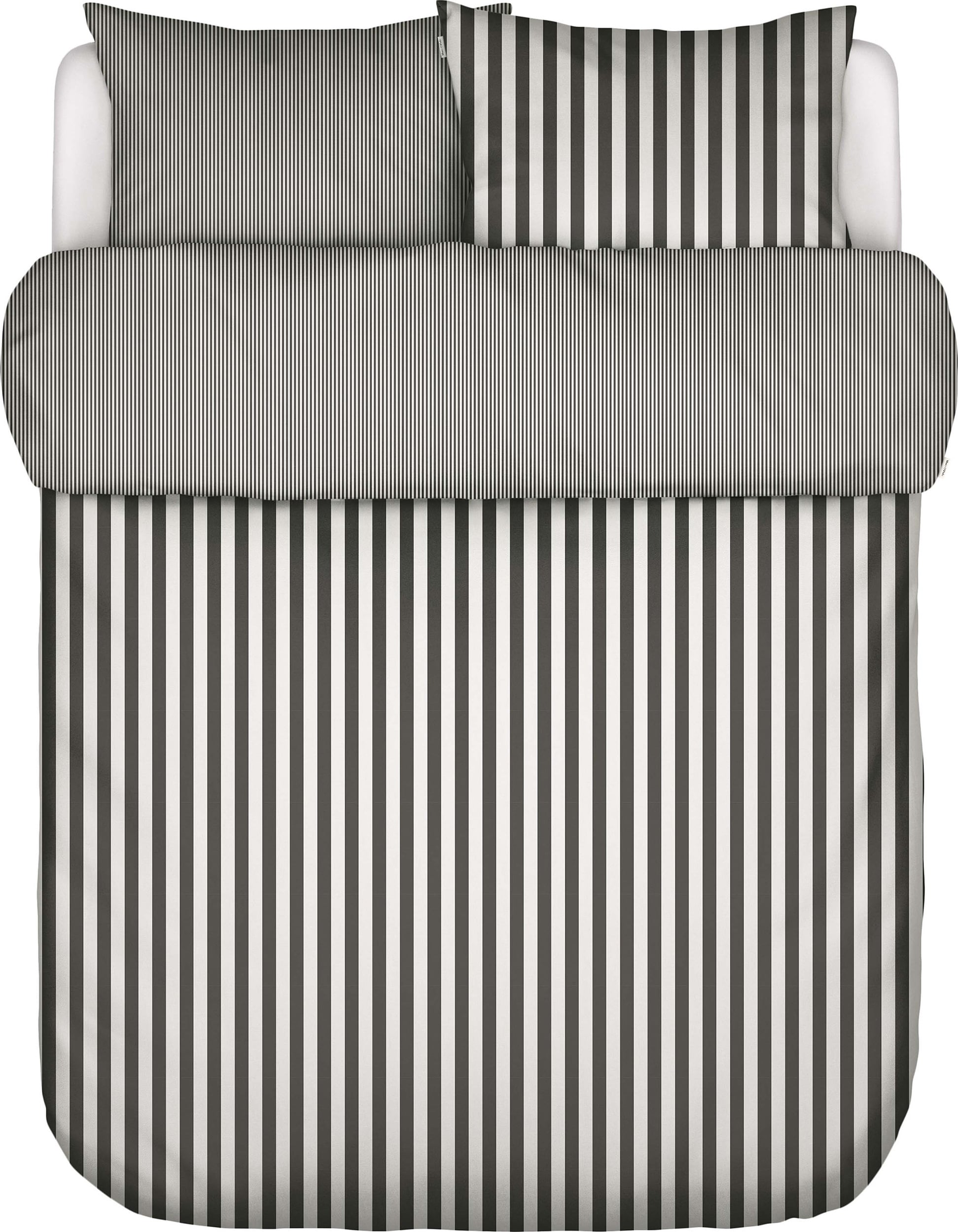 Pościel Classic Stripe 200 x 220 cm antracytowo-biała z 2 poszewkami na poduszki 80 x 80 cm zapięcie suwak