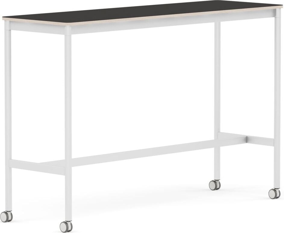 Stół na kółkach Base 50 x 160 x 105 cm czarny linoleum nogi białe