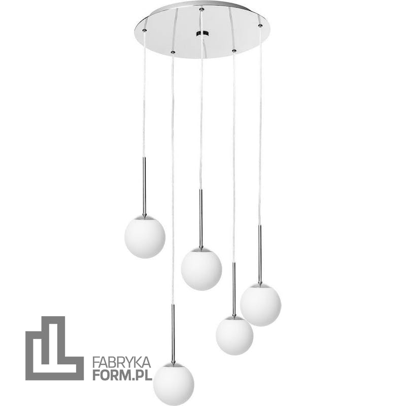 Lampa wisząca Lamia 5 chrom z transparentnym przewodem