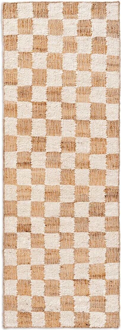 Dywan Check 70 x 180 cm złamana biel