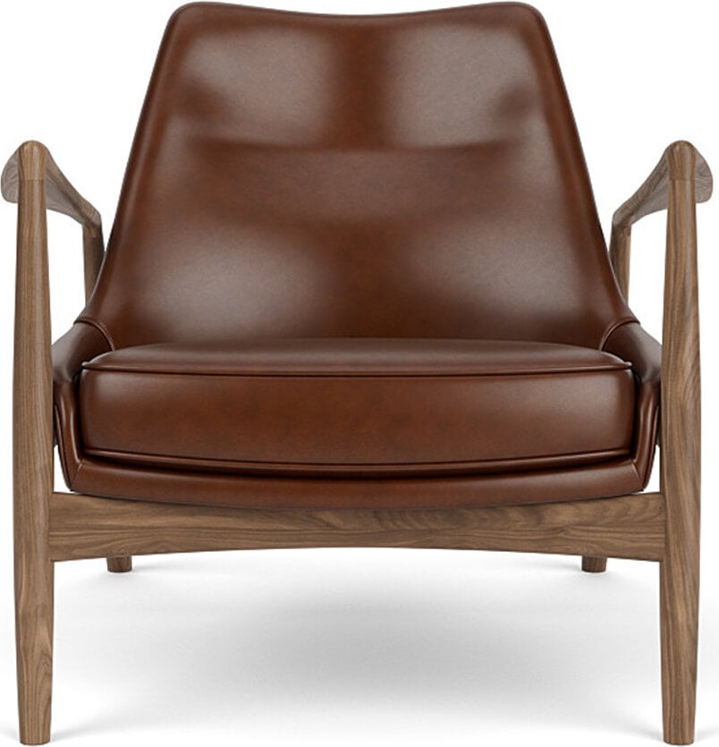 Fotel The Seal Lounge 73 cm orzech tapicerowany skóra brąz