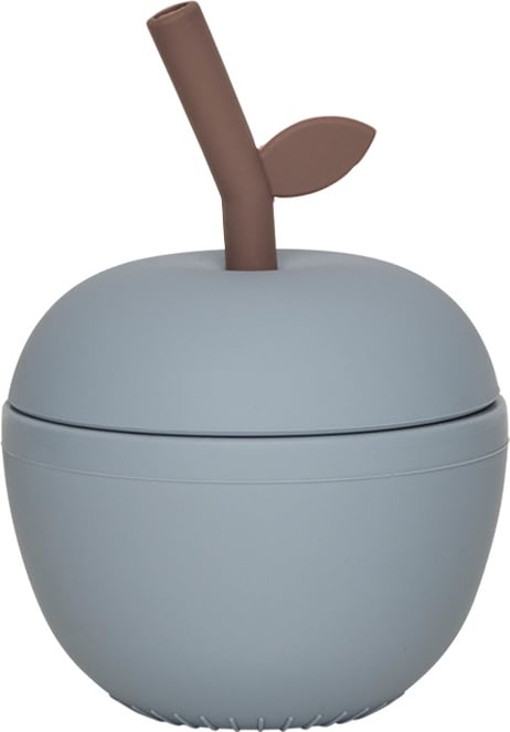Kubek ze słomką Apple 250 ml niebieski