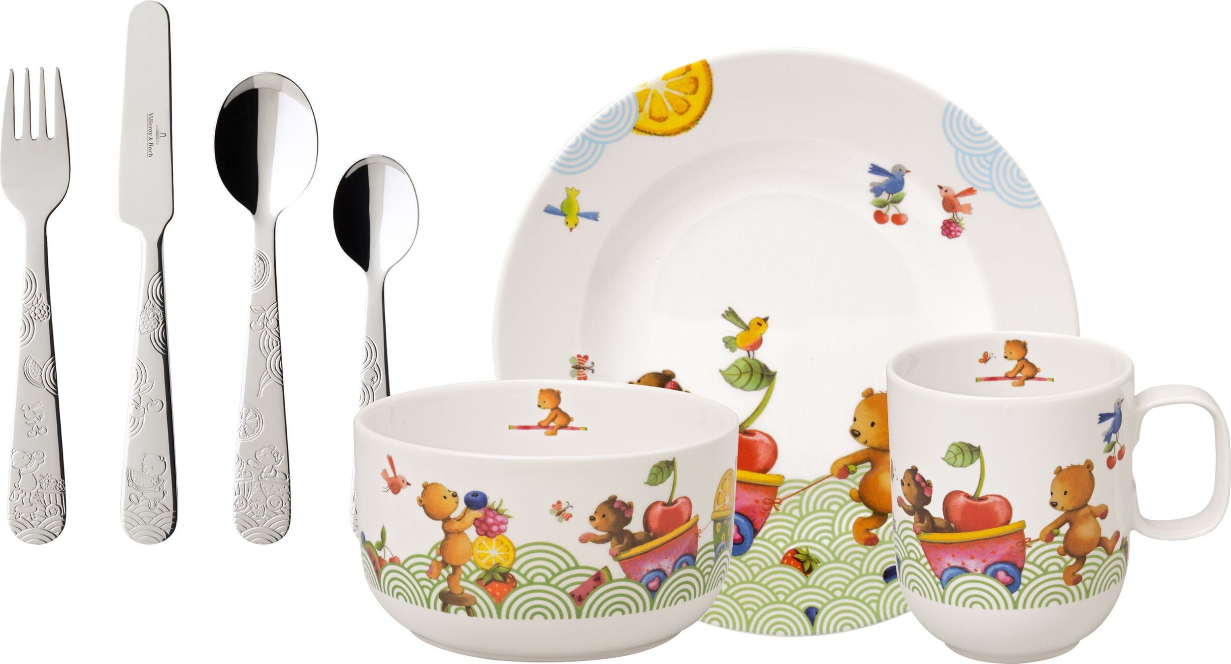 Sztućce i naczynia dziecięce Hungry as a Bear 7 el.