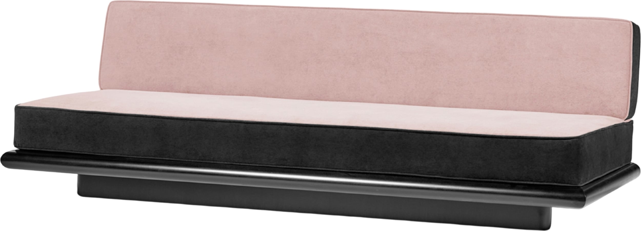 Sofa Ono Velvet 234 cm różowo-czarna czarny dąb