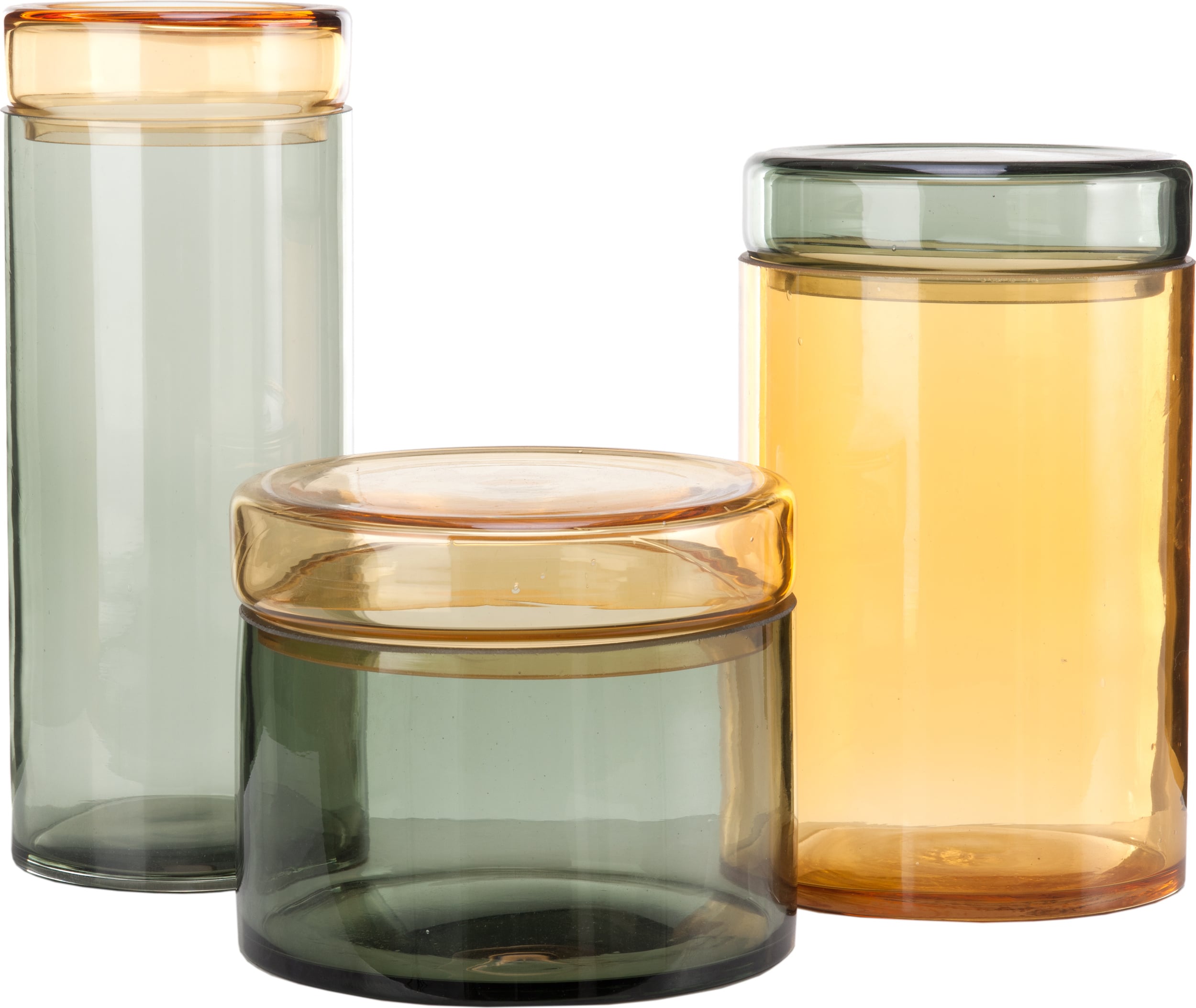 Pojemniki do przechowywania Caps and Jars cylindryczne koniakowe szklane 3 szt.